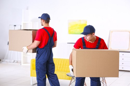 Moving van and packing boxes for a local removals service in Belsize Park