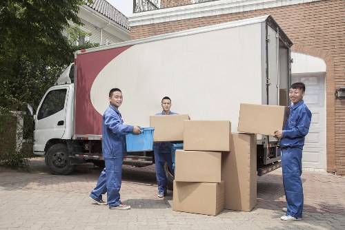 Removal van in Belsize Park on a residential street
