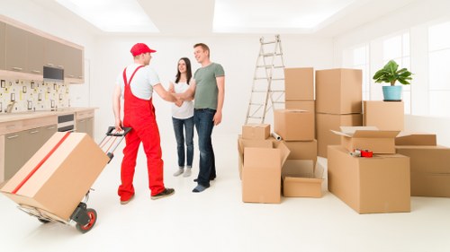 Careful moving operation with coordinated staff and secure handling