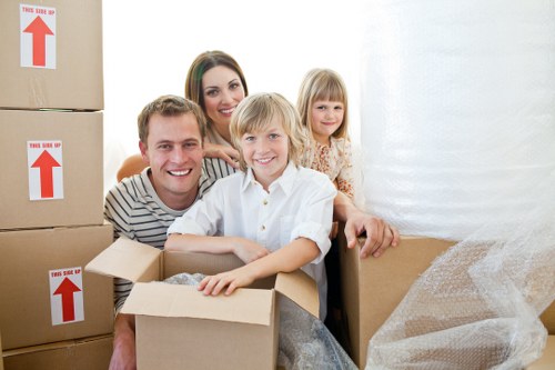 Prepared boxes and furniture for a house move in Belsize Park